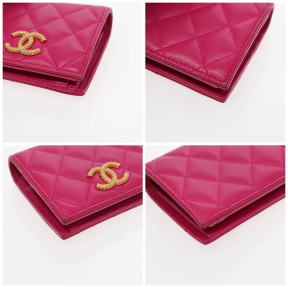CHANEL Wallet Lamb Skin Pink Gold CC Auth 94678AM - Picture 14 of 16